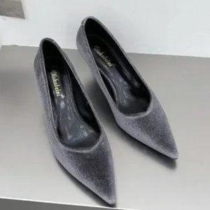 New high heels women's fashionable temperament beautiful color velvet pointed to